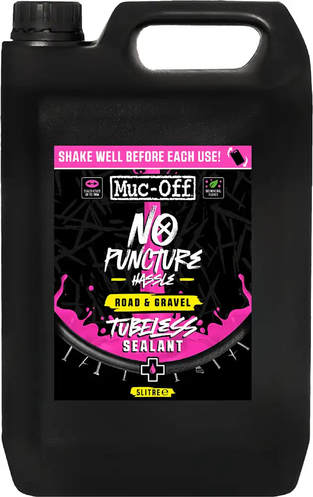 Muc-Off No Puncture Road and Gravel Tubeless Sealant bottle, cycling accessories for puncture prevention and tubeless bike tires