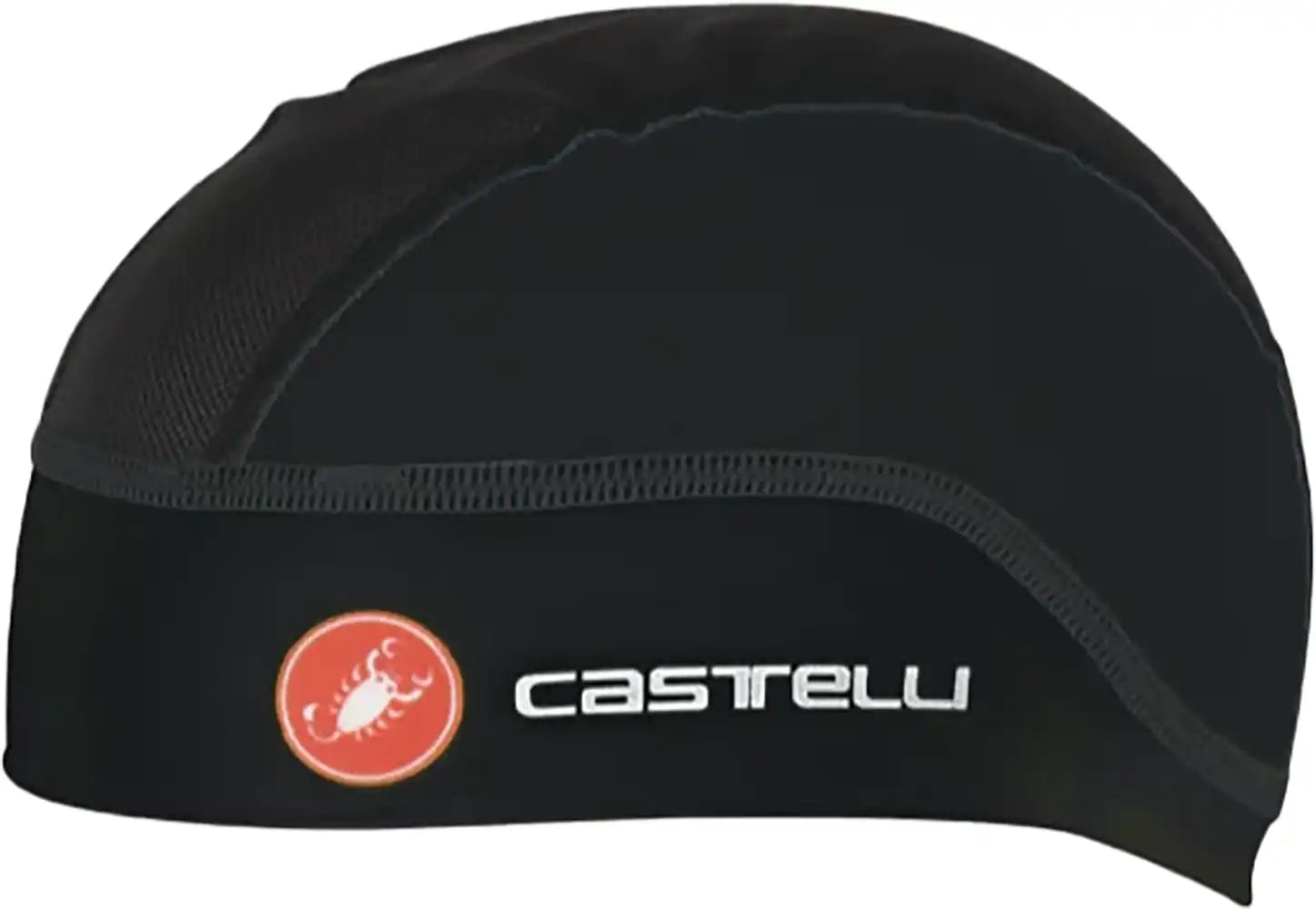 Castelli Summer Skullcap, lightweight cycling clothing accessory in black with white skull design.