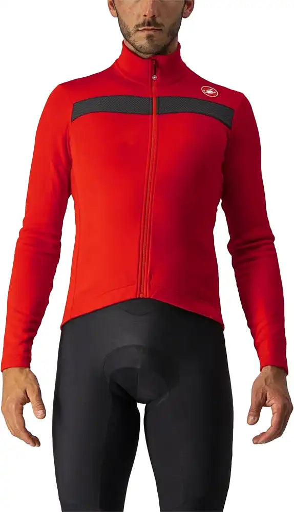 Castelli Puro 3 LS men's cycling jersey in white with long sleeves and subtle branding, designed for comfort and performance.