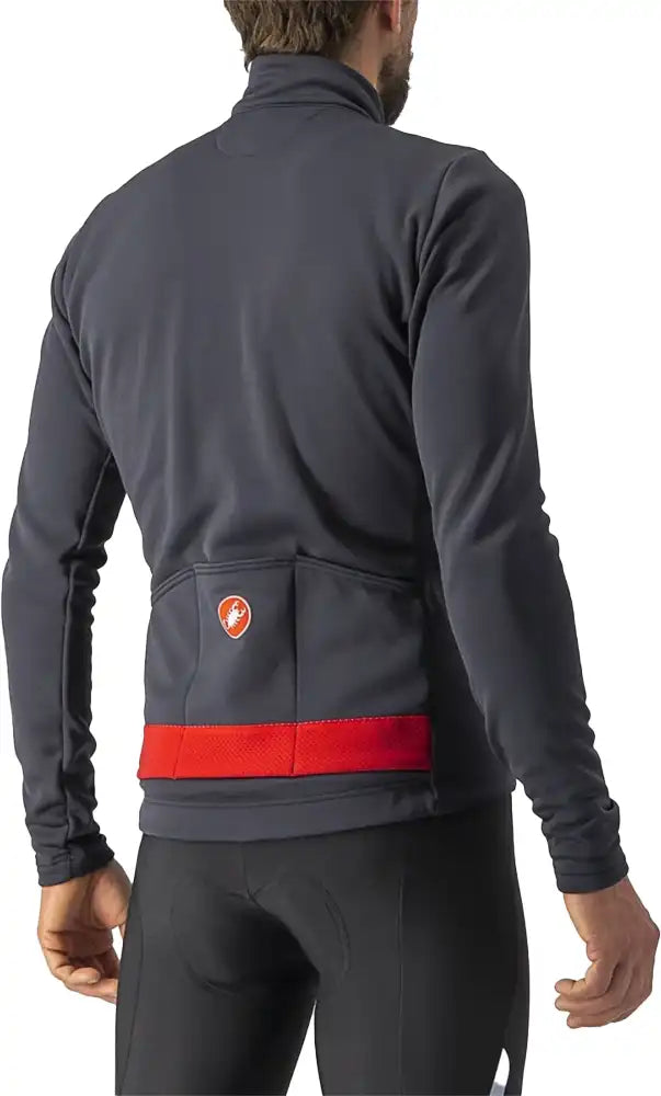 Castelli Puro 3 LS men's cycling jersey in black with long sleeves, featuring breathable fabric and fitted design.