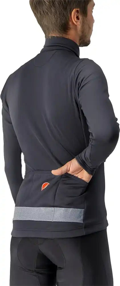 Castelli Puro 3 LS men's cycling jersey in black with long sleeves and subtle logo detail.
