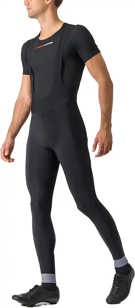 Castelli Tutto Nano men's bib tights in black, made for cycling, featuring snug fit and reflective elements for visibility.
