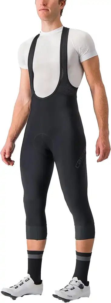 Castelli Tutto Nano men's 3/4 bib knickers in black, lightweight cycling clothing with adjustable straps and padded seat.