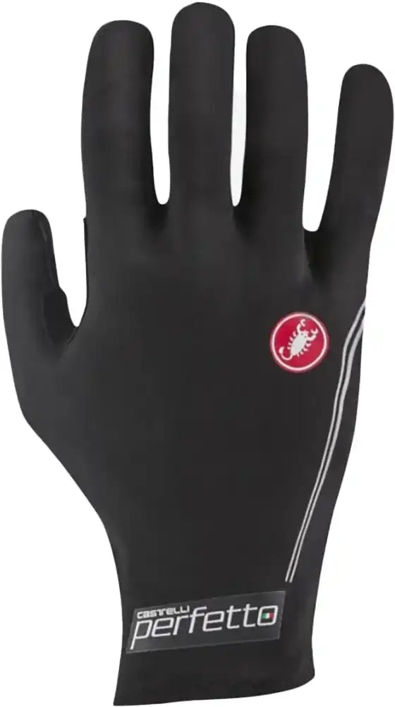 Castelli Perfetto Light men's winter gloves in black, showing the sleek, insulated cycling glove design with logo details.