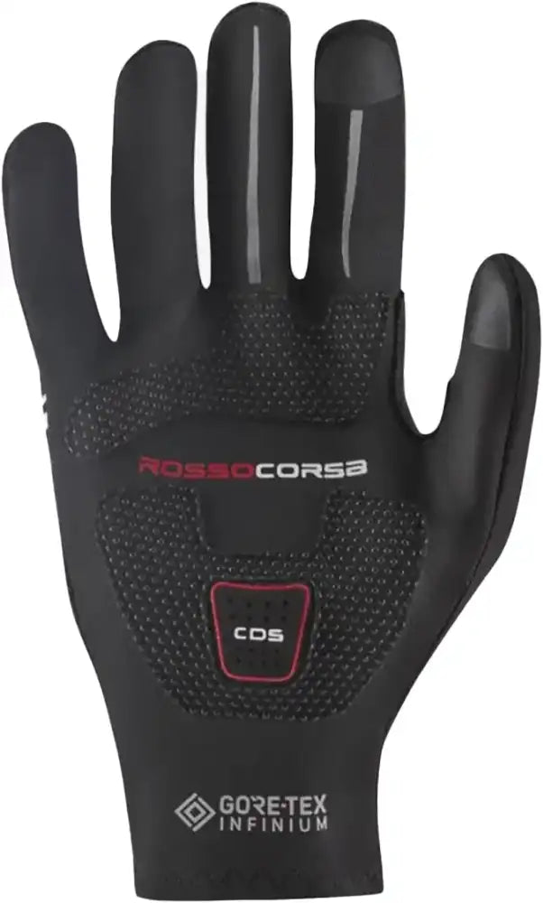 Castelli Perfetto Light men's winter gloves in black, made of warm, lightweight clothing material with textured grip palms.