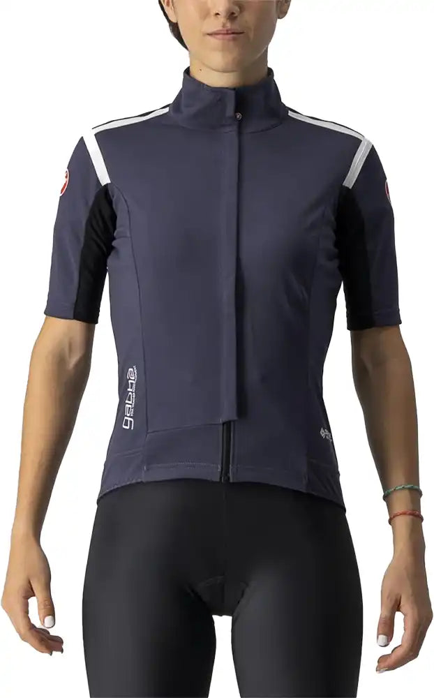 Castelli Gabba RoS SS women's jacket, lightweight cycling jacket in black with branding, designed for weather protection and comfort.