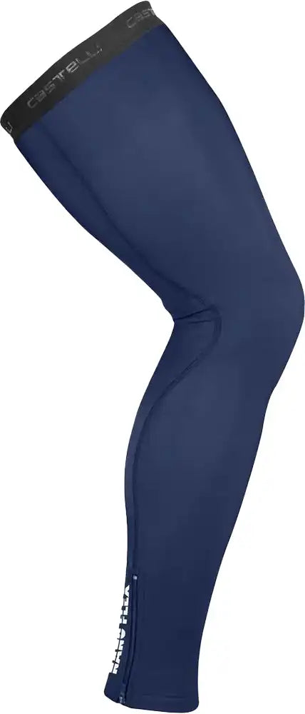 Castelli Nano Flex 3G black cycling leg warmers, made from stretchy, thermal fabric for warmth and comfort.