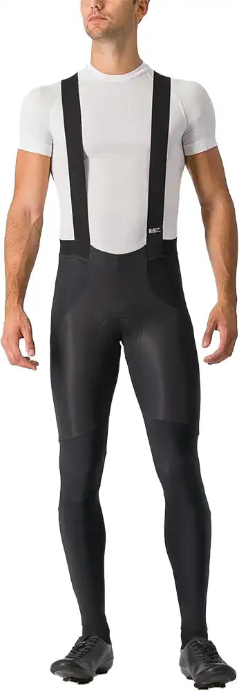Castelli Sorpasso RoS men's bib tights with black fabric, bib straps, and cycling padding for cold-weather riding.