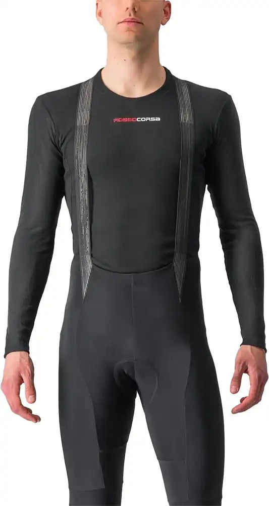 Castelli Prosecco Tech LS men's base layer in black, lightweight athletic clothing designed for cycling or active wear.