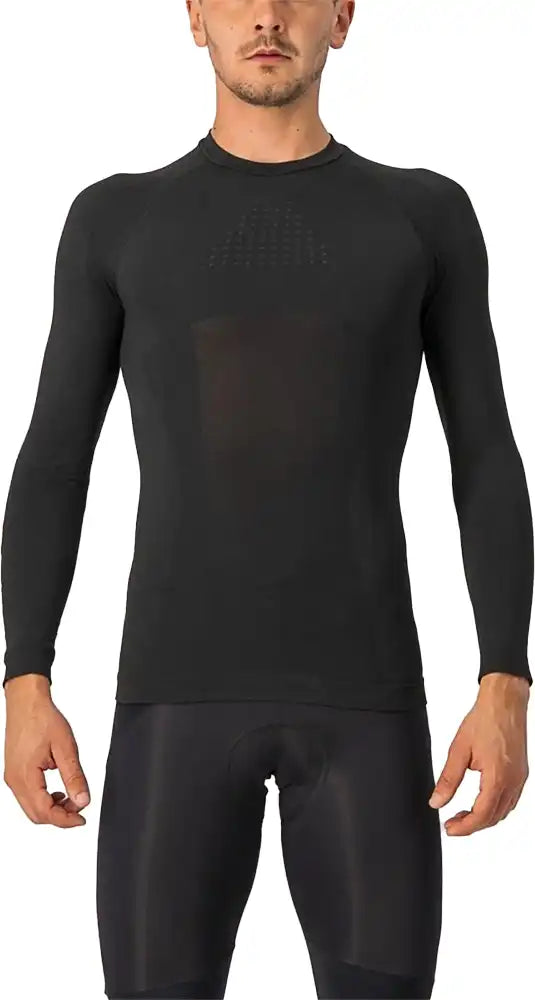 Castelli Core Seamless LS men's base layer shirt showing a lightweight, long-sleeve, moisture-wicking clothing top for athletic wear.