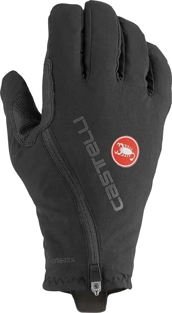 Castelli Espresso GT men's winter gloves in black, showcasing the insulated cycling gloves with textured grip palms.