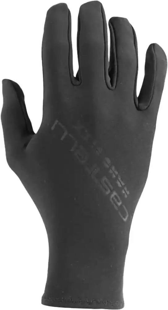 Castelli Tutto Nano men's winter gloves in black, showing the insulated, water-resistant fabric and logo on the back.