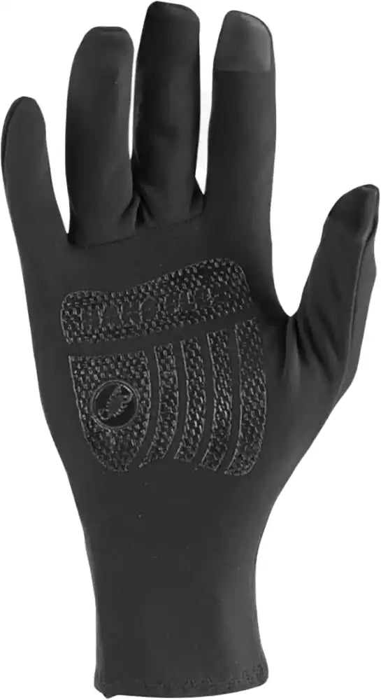 Castelli Tutto Nano men's winter gloves in black, showing the close-up of the insulated, water-resistant cycling gloves with logo detail.