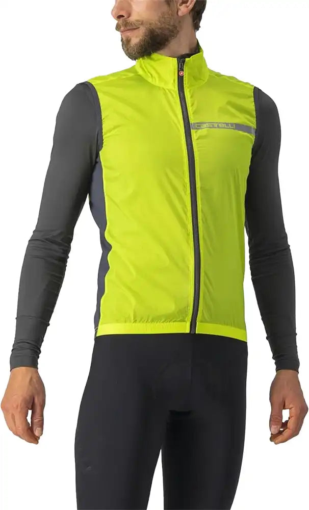 Castelli Squadra Stretch men's vest, lightweight cycling clothing with a sleek design, shown on a neutral background.