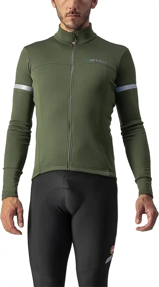 Castelli Fondo 2 LS men's cycling jersey in black with logo, long sleeves, lightweight breathable fabric, designed for comfort.