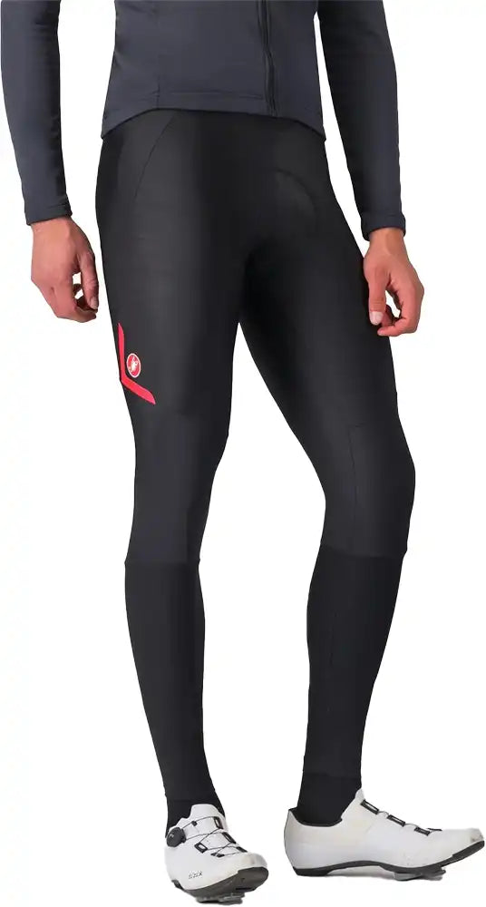 Castelli Velocissimo 5 men's bib tights in black, featuring snug fit and moisture-wicking fabric for cycling comfort.
