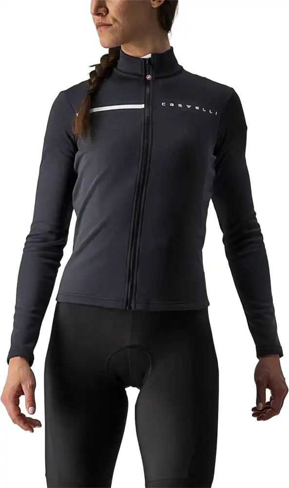 Castelli Sinergia 2 LS women's cycling jersey in light blue, featuring long sleeves and breathable fabric.