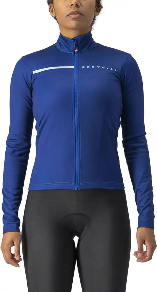 Castelli Sinergia 2 LS women's cycling jersey in black and red, long-sleeve, fitted athletic clothing for women.