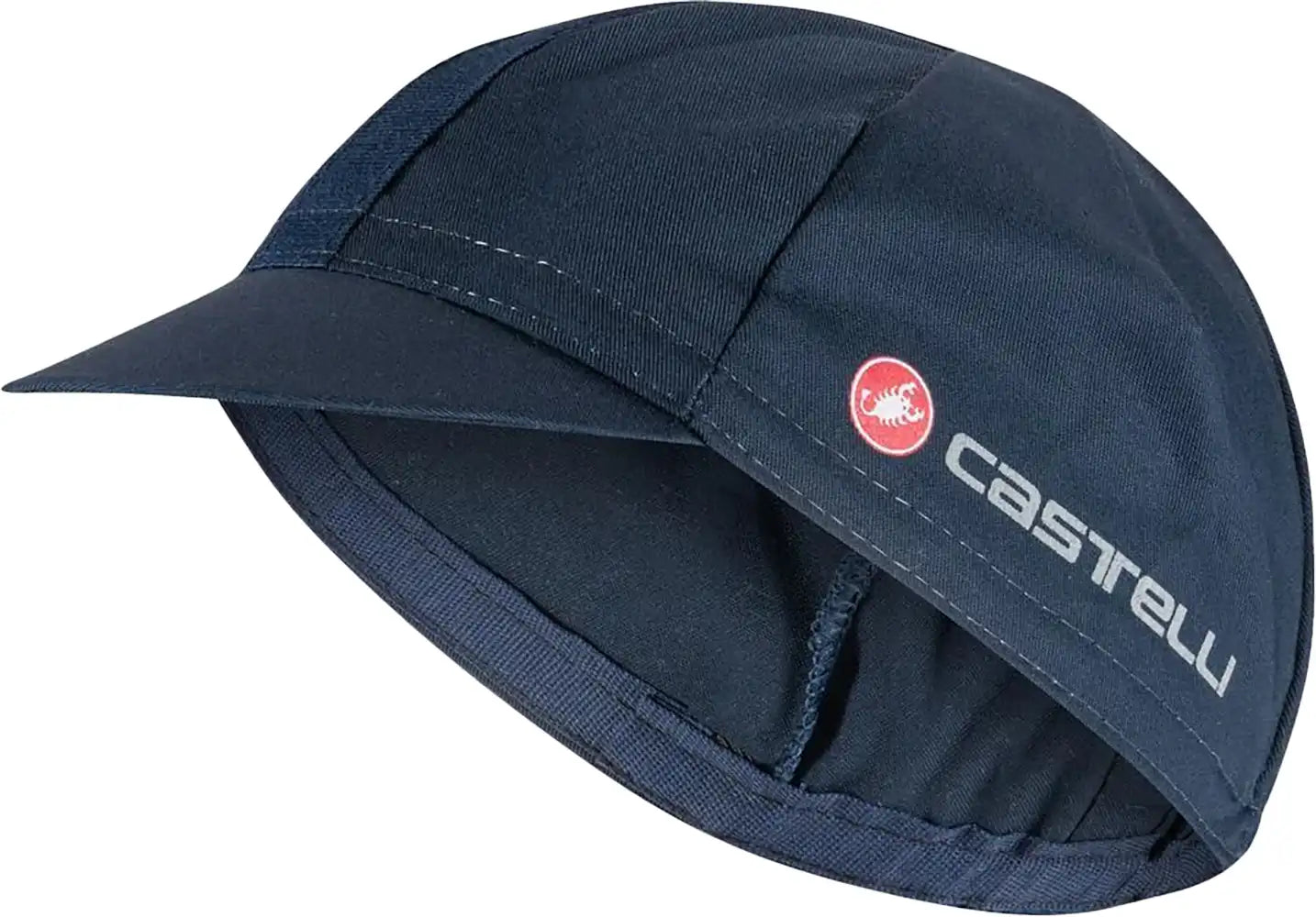 Castelli Endurance cycling cap in lightweight fabric, featuring a classic design with a short brim and breathable material for cycling comfort.