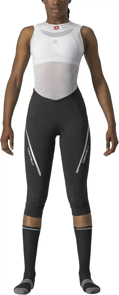 Castelli Velocissimo 3 women's 3/4 knickers in black, lightweight cycling clothing with a comfortable fit and sleek design.