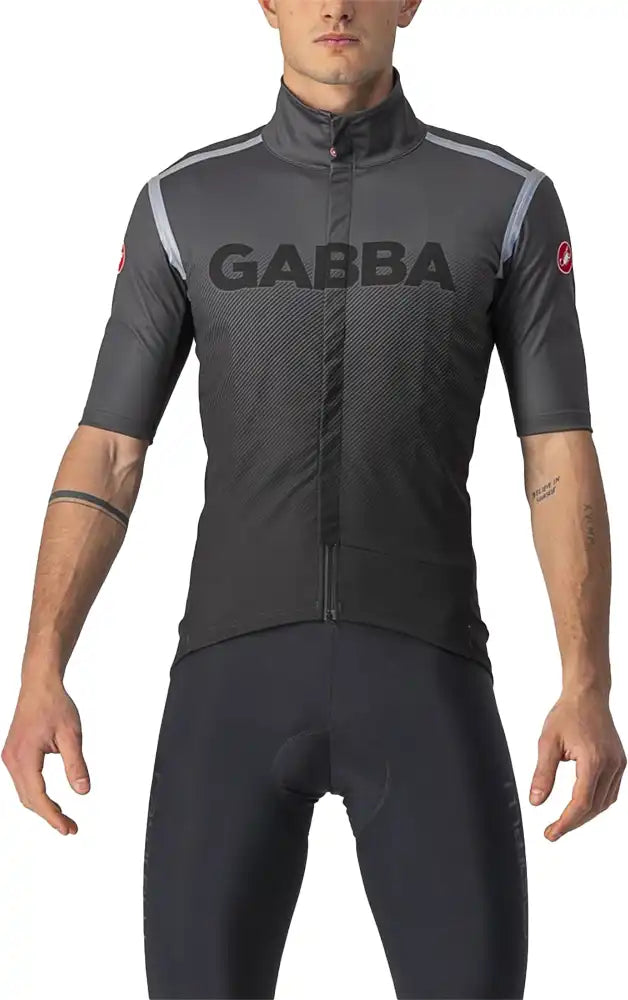 Castelli Gabba RoS Special Edition men's cycling jacket in black with reflective accents, designed for weather protection and visibility.
