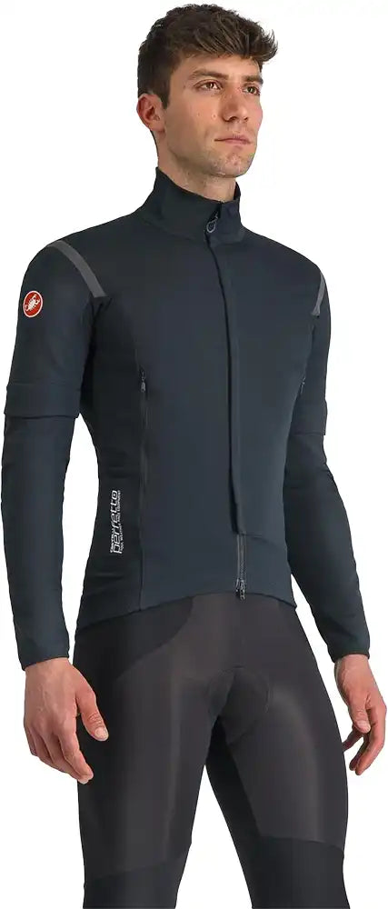 Castelli Perfetto RoS 2 men's convertible cycling jacket with breathable fabric and adjustable features, suitable for all weather conditions.