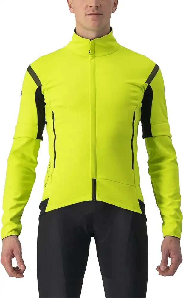Castelli Perfetto RoS 2 men's convertible cycling jacket, lightweight and windproof with adjustable features, shown in black.