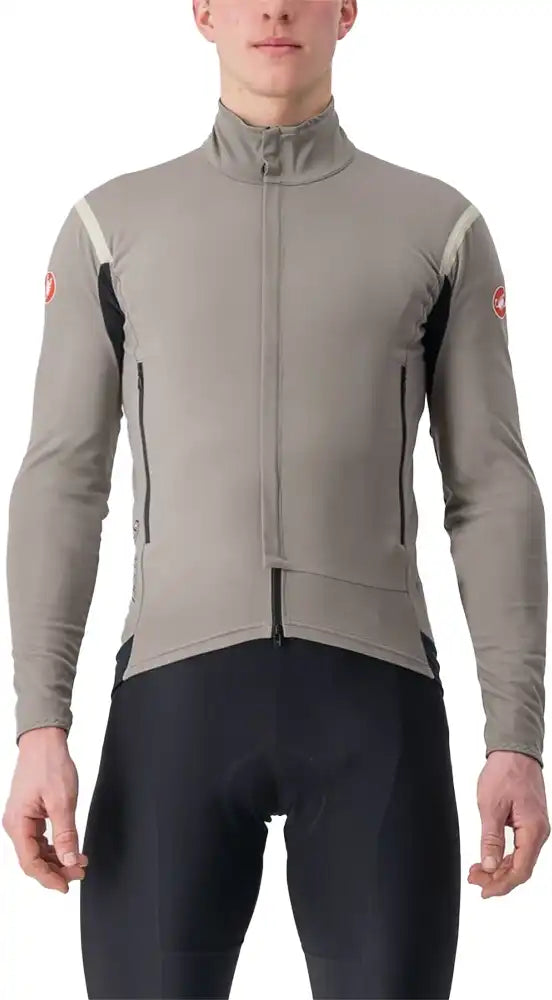 Castelli Perfetto RoS 2 men's cycling jacket in black, showcasing its sleek design and reflective accents for visibility.