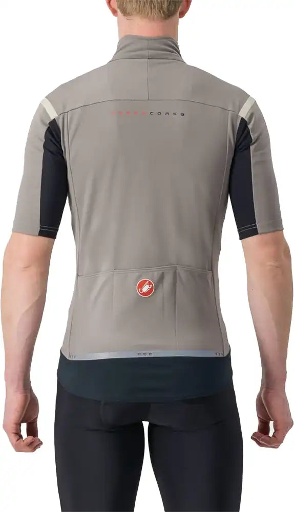 Castelli Gabba RoS 2 men's cycling jacket in black, showcasing its fitted design and front zipper for outdoor riding.