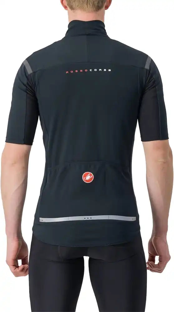 Castelli Gabba RoS 2 men's cycling jacket in black with reflective details, lightweight and weather-resistant clothing.