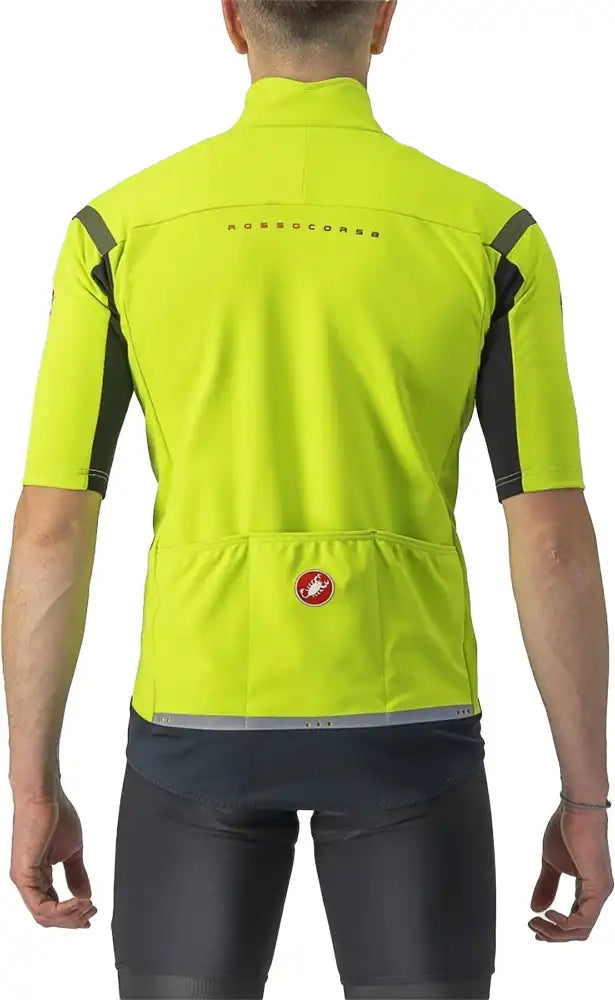 Castelli Gabba RoS 2 men's cycling jacket in black with a full zipper and reflective details, designed for weather protection.