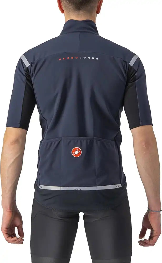 Castelli Gabba RoS 2 men's cycling jacket in black with reflective details, designed for weather protection and high performance.