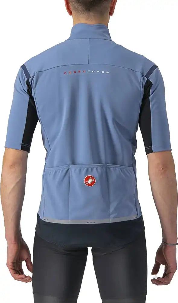 Castelli Gabba RoS 2 men's cycling jacket in black, showcasing its lightweight, breathable design with full front zipper and reflective accents.