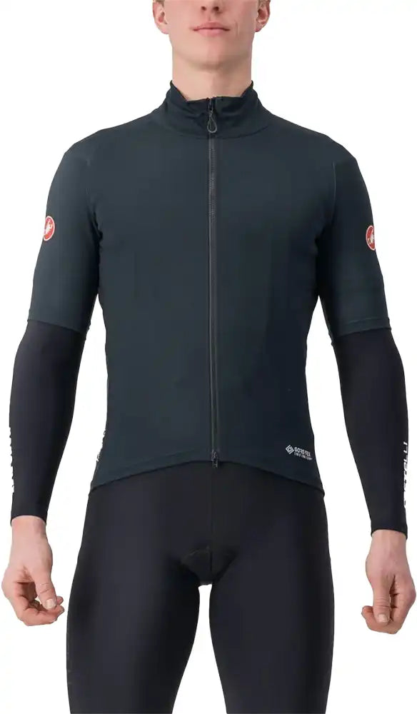 Castelli Perfetto RoS 2 SS men's wind jersey, lightweight cycling clothing with long sleeves and aerodynamic fit, black color.