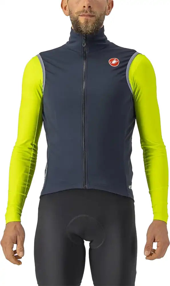 Castelli Perfetto RoS 2 SS men's vest, lightweight cycling clothing with logo, designed for aerodynamic performance and comfort.