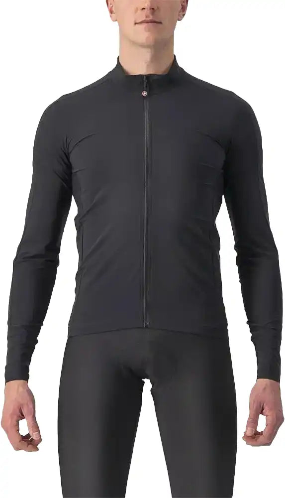 Castelli Flight Air LS men's cycling jersey in black with lightweight fabric and long sleeves, designed for performance and comfort.