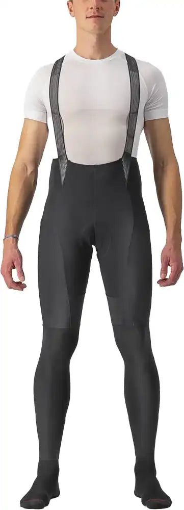 Castelli Free Aero RC men's bib tights, black cycling clothing with logo, designed for aerodynamic performance and comfort.