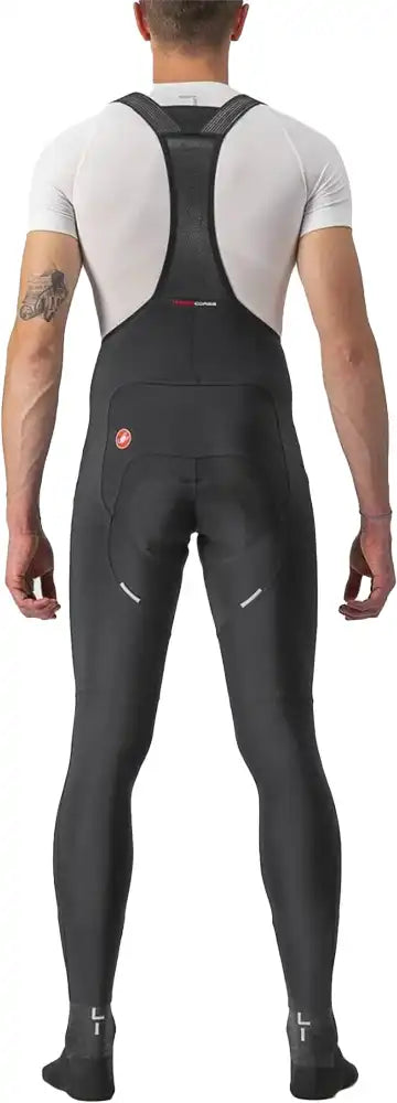 Castelli Free Aero RC men's bib tights, black cycling clothing with aerodynamic design and adjustable straps for comfort.