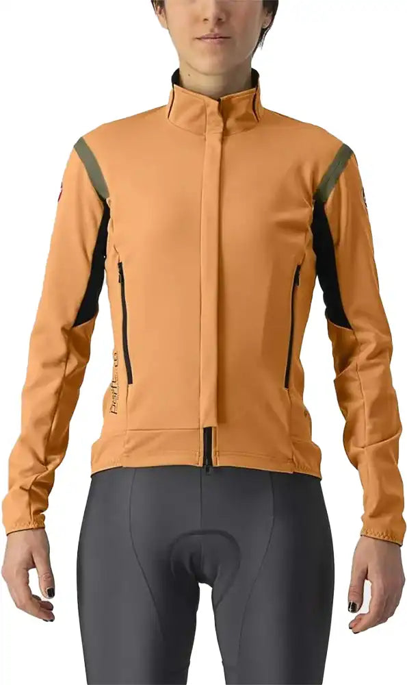 Castelli Perfetto RoS 2 women's cycling jacket in black with reflective accents, designed for performance and weather protection.