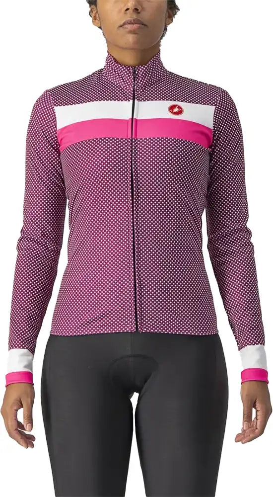 Castelli Volare LS women's cycling jersey in black with long sleeves, lightweight fabric, and logo details.