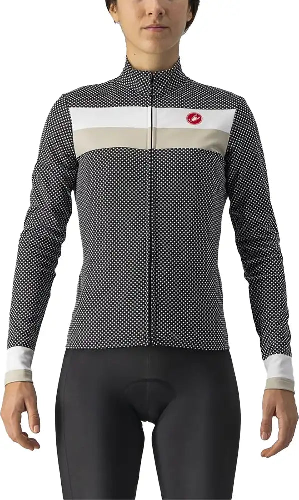Castelli Volare LS women's cycling jersey in black with long sleeves and subtle branding, designed for comfort and performance.