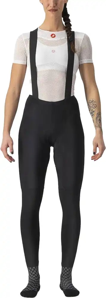 Castelli Free Aero RC women's bib tights, black cycling clothing with fitted design and bib straps, suitable for performance riding.