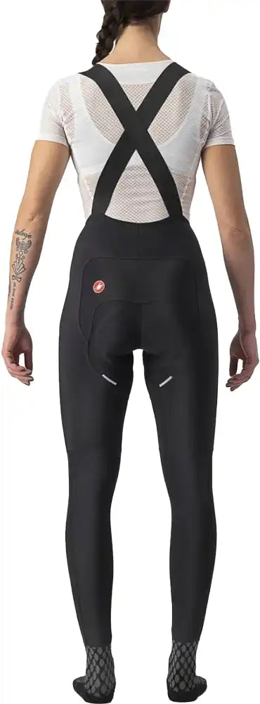 Castelli Free Aero RC DT women's bib tights in black, featuring aerodynamic design and comfortable fit for cycling.
