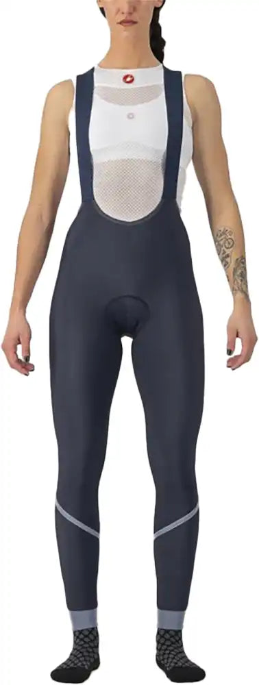 Castelli Velocissima DT women's bib tights in black, featuring sleek design, breathable fabric, and comfortable fit for cycling.