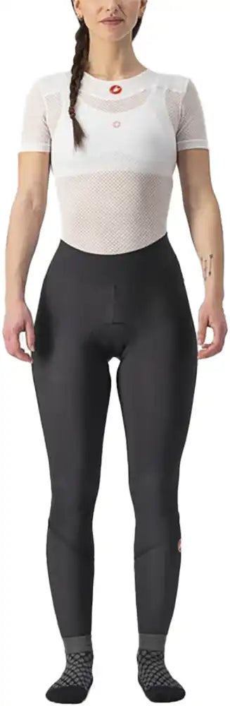 Castelli Velocissima Thermal Women's Tights shown in black, designed for cold-weather cycling with a snug, thermal fit.