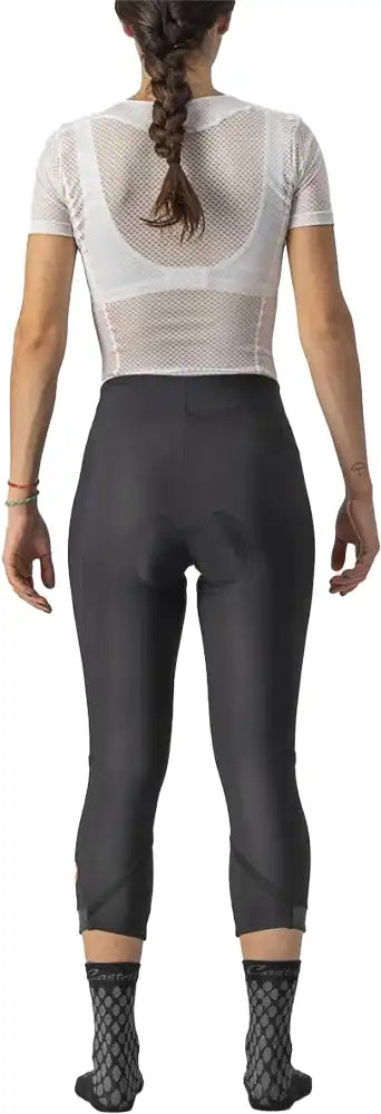 Castelli Velocissima Thermal women's 3/4 knickers in black, designed for cycling, featuring thermal fabric and snug fit.