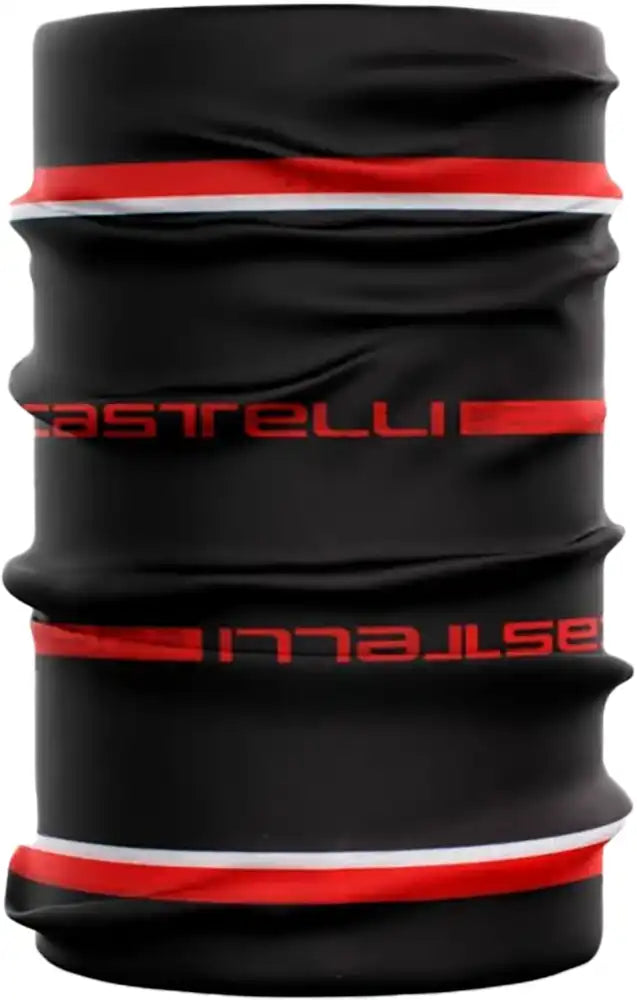 Castelli Como Neck Warmer in black, close-up view showing soft fabric and snug fit for cold weather protection.