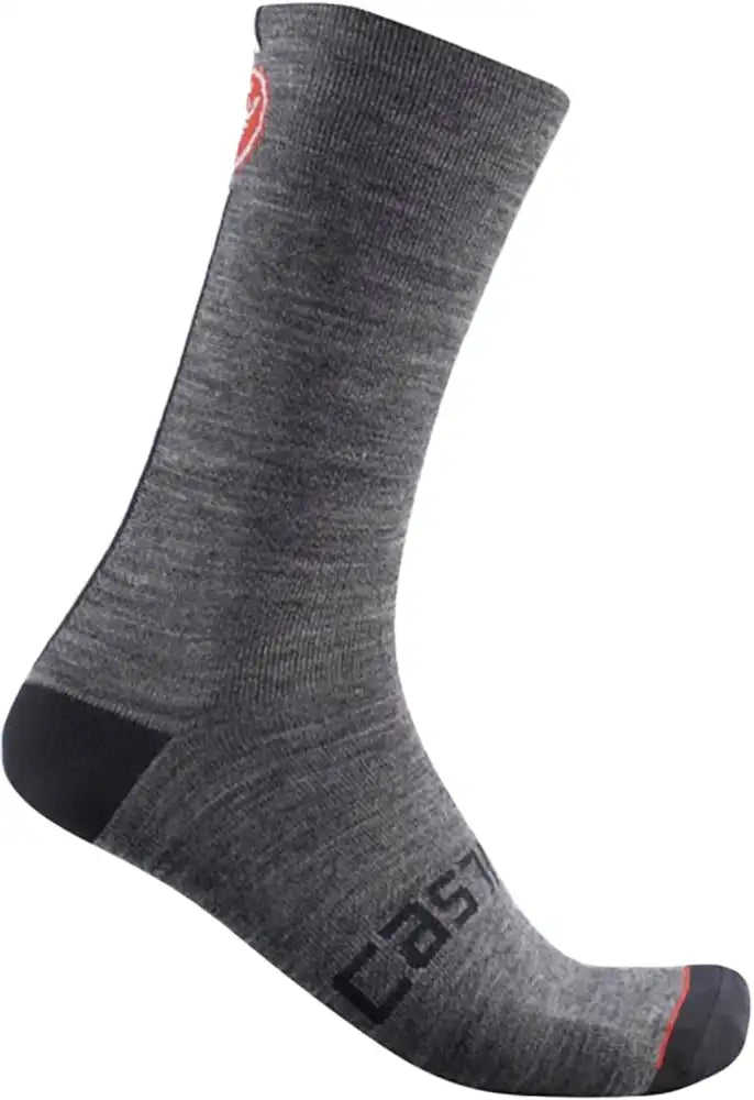 Castelli Racing Stripe 18 men's winter socks featuring colorful racing stripe design, made for cold weather cycling and outdoor activities.