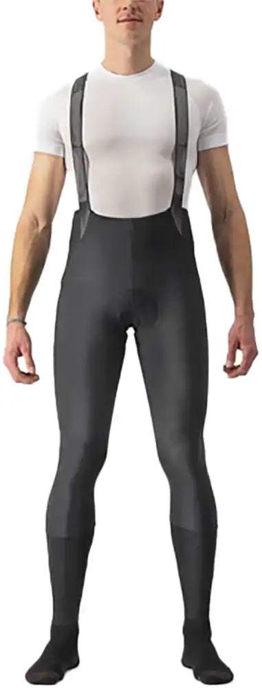 Castelli Semifreddo men's bib tights, black cycling clothing with reinforced padding and adjustable straps for cold weather riding.