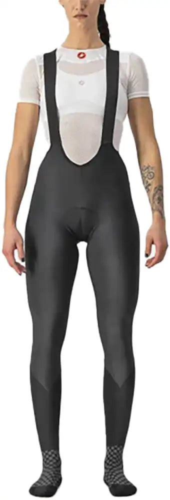 Castelli Semifreddo DT women's bib tights, black cycling clothing with adjustable straps and padded chamois for comfort.